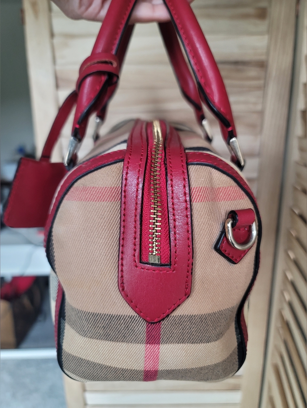 Burberry Tricolor Canvas Leather Boston Bag - Picture 5 of 17